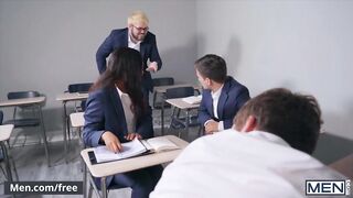 Two students gets fucked by teacher