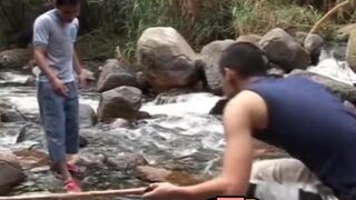 Outdoorsy latino boyfriends bareback before facial