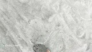 foot fetish on the beach with sand