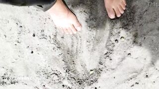 playing with my feet on the beach