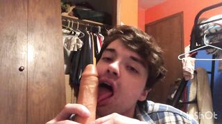 Horny Twink Niko. Springs Sucks on Big Dildo