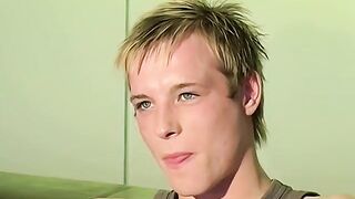 British twink does an interview and masturbates solo