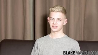 Twink blond Alex Silvers interview and masturbation cumshot