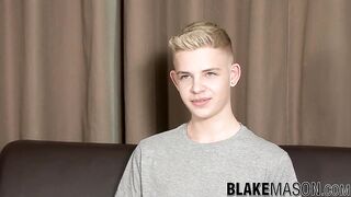 Twink blond Alex Silvers interview and masturbation cumshot