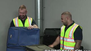 Two Fetish Baggage Claimers Find Toys In Suitcase & USE THEM!