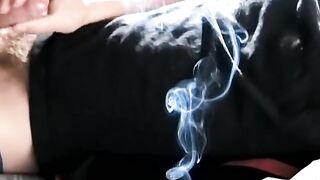 Naughty amateur Jony smokes while masturbating and cumming