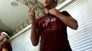 Naughty amateur Christian Taylor masturbates while smoking