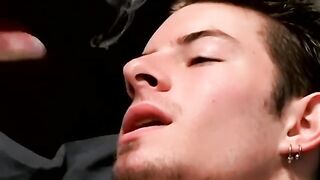 Big dick jock Mike Roberts wanking solo while chain-smoking