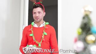 Man Christmas office party fuck with two hunks