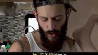 Hot - Tatted Daddy Slams His Prankster Boy Hole