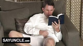 Horny Missionary Boy Pretending To Read Scriptures But In Truth He Is Watching Porn