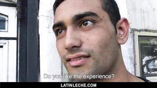 Shy Latin straight guy barebacked on camera for money