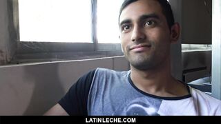 Shy Latin straight guy barebacked on camera for money