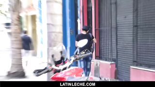 Cute straight latin guy stopped on the street and paid to suck