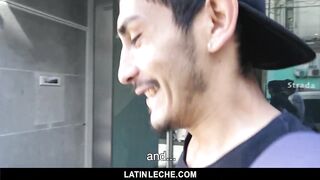 Cute straight latin guy stopped on the street and paid to suck