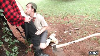 Twink; - Jimmy Fanz Is Cutting Woods Then Zac Stevens Shows Up To Get His Wood In His Asshole