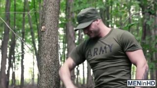 Young military twink getting ganbang by big cocked hunks