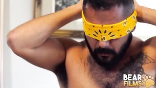 Bear Blindfolded Gay Bear Avi Strider Masturbates Solo