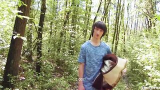 Dorky Twink Taking A Walk In The Woods & Sucks A Fat Cock