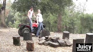 Outdoor bareback sex for Ashton McKay after a ATV ride