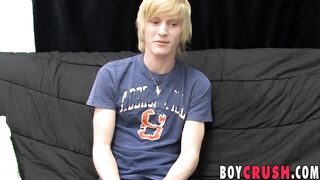 Barely legal twink is eager to stroke his dick on the castin