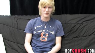 Barely legal twink is eager to stroke his dick on the castin