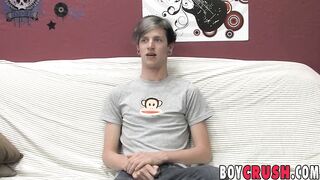 Skinny twink Danny Tyler interviewed before solo stroking