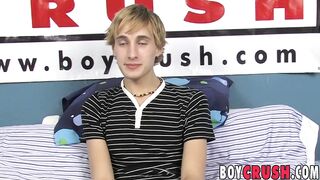 Blond twink dildo fucking himself during solo masturbation