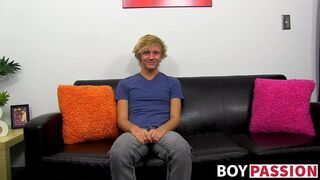 Twink enjoys nice interview before stroking his big penis