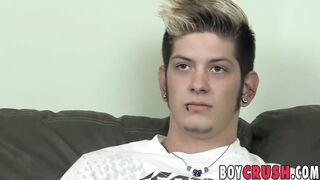 Pierced interviewed twink Nikholas King masturbates solo