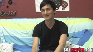 Twink interviewed before he strips and works his ass