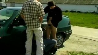 Ass lovers sucking and fucking in an outdoor threesome