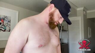 Tatted stud sucks on ginger cock