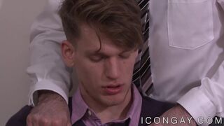 Passionate anal fucking at the office with handsome gays