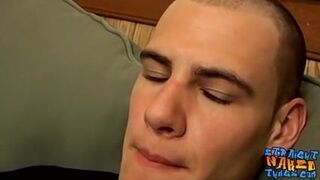 Straight thug with buzz cut strokes massive cock and cums