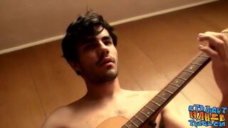 Straight musician has a guitar solo before masturbating