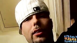 Thug uses fleshlight on his thick dick after fingering it