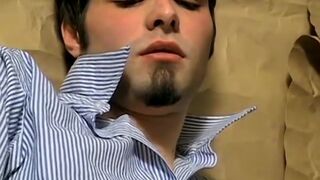 Young chain smoker wanking and stroking his big cut boner