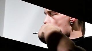 Chain smoking homosexual Jony passionately masturbates solo