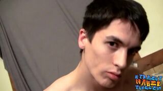 Straight twink Alex Rikers stokes hairy cock and cumshot