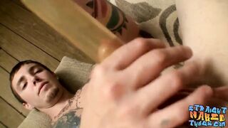 Tattooed straight thung Blinx uses cock pump on hard dick