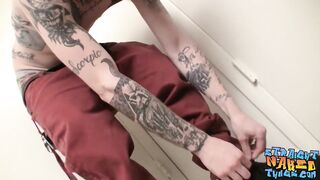 Tattooed straight thug Blinx plays with himself and pisses