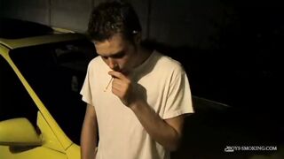 Gay Teen Stroked His Throbbing Cock While Smoking A Cig