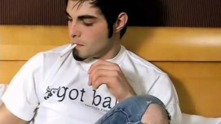 Ashley Rubs His Hard Dick Under His Undies While Smoking