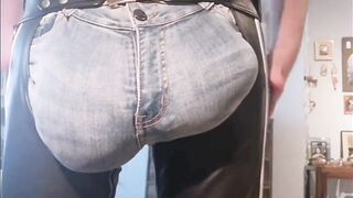 Jeans Bulge with Leather Chaps