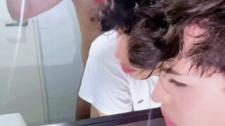 Cruising Straight Footballer Fucks Young Gay in Bathroom Starts with Condom and Then Takes off the Condom Creampie