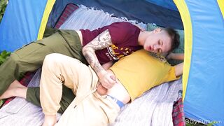 Smooth Twink Gets His Tight Ass Stretched While Camping with Straight Best Friend