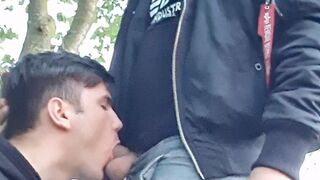 Gay Boys Having Risky Fun Outdoors - Wank Suck and Cum in Mouth