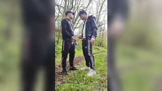 Gay Boys Smoke and Wank Their Big Dicks Outdoors