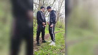 Gay Boys Smoke and Wank Their Big Dicks Outdoors